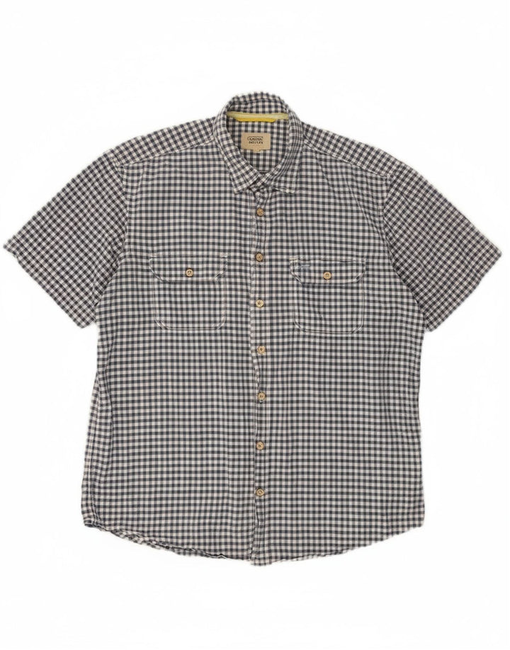 CAMEL Mens Short Sleeve Shirt Large Blue Gingham Cotton