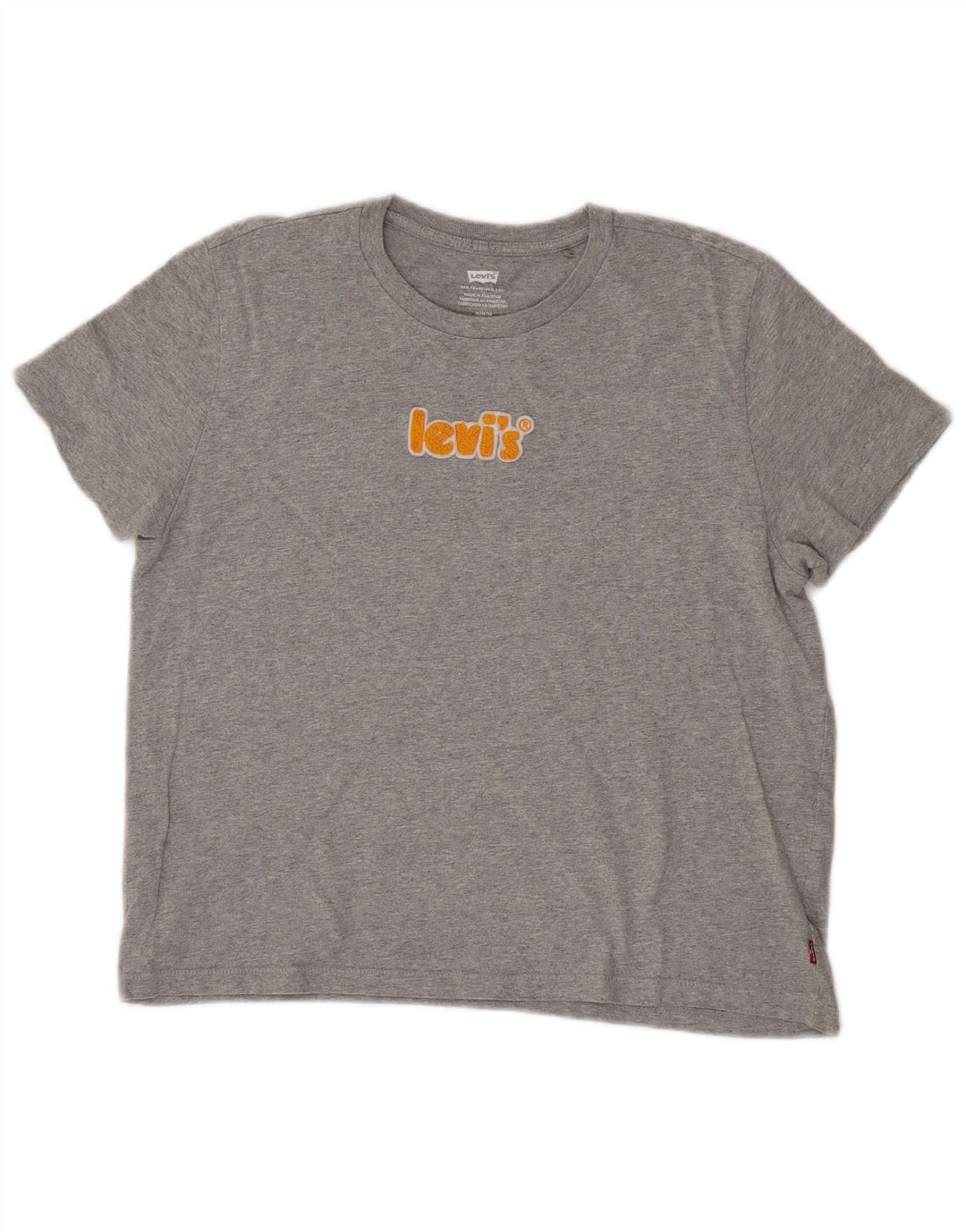 Levi's Crop Graphic T-Shirt Top UK 14 Medium Grey