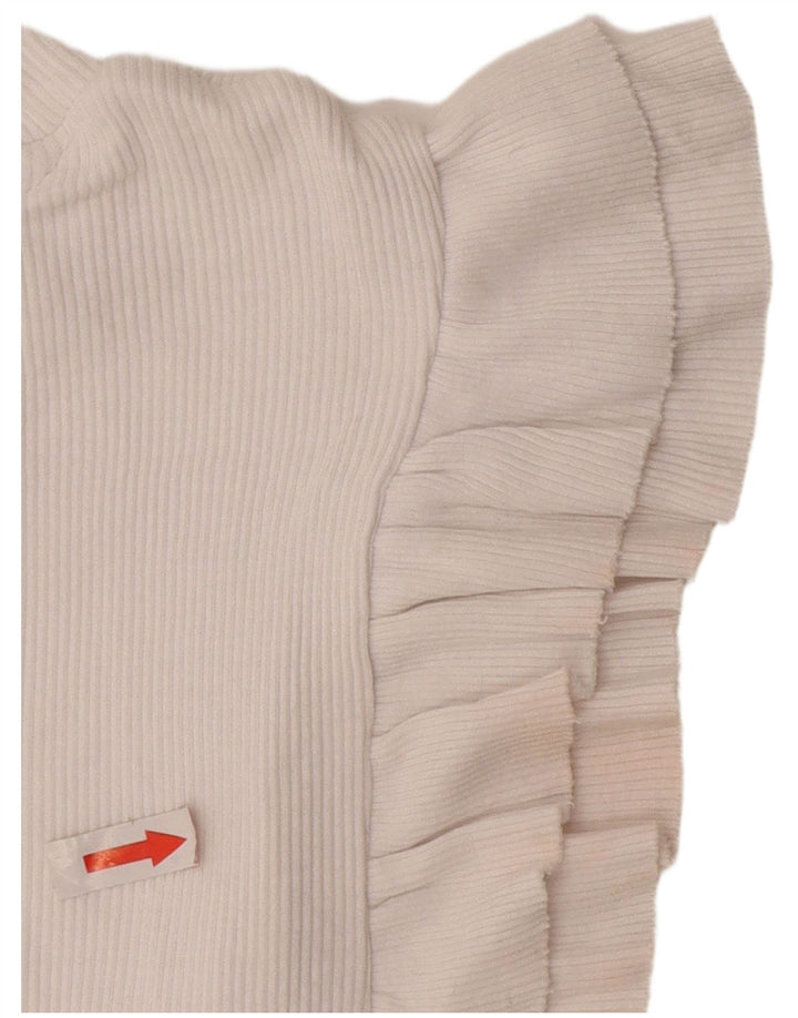 Zara Γυναικεία Μπλούζα Crop Top UK 12 Μεσαία Λευκή Βαμβακερή