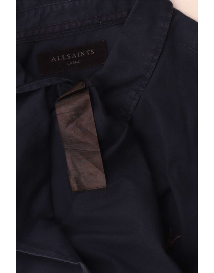 Ανδρικό πουκάμισο All Saints Regular Fit Large Navy Blue από βαμβάκι