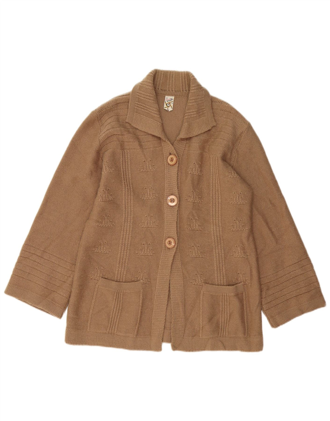 Γυναικεία ζακέτα VINTAGE UK 14 Μαλλί μεσαίου καφέ