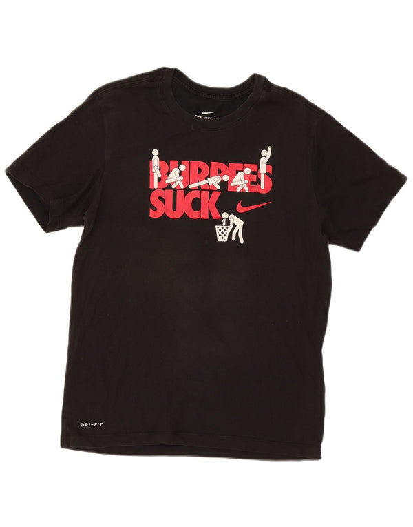 Μπλουζάκι Nike ανδρικό Dri Fit γραφικό μπλουζάκι, μικρό μαύρο βαμβακερό