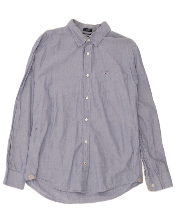 Tommy Hilfiger Ανδρικό πουκάμισο Custom Fit Μέγεθος 16 1/2 17 Large Navy Blue από βαμβάκι