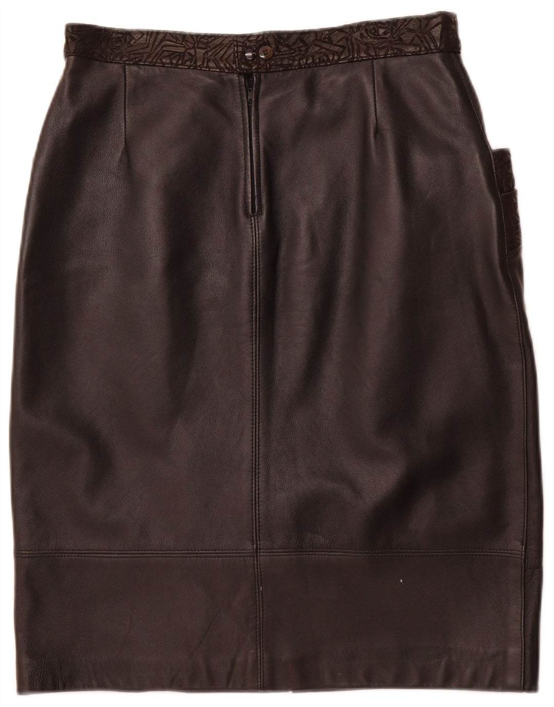 Γυναικεία Δερμάτινη Φούστα VINTAGE W30 Μεσαία Μαύρη Γεωμετρική Δέρμα