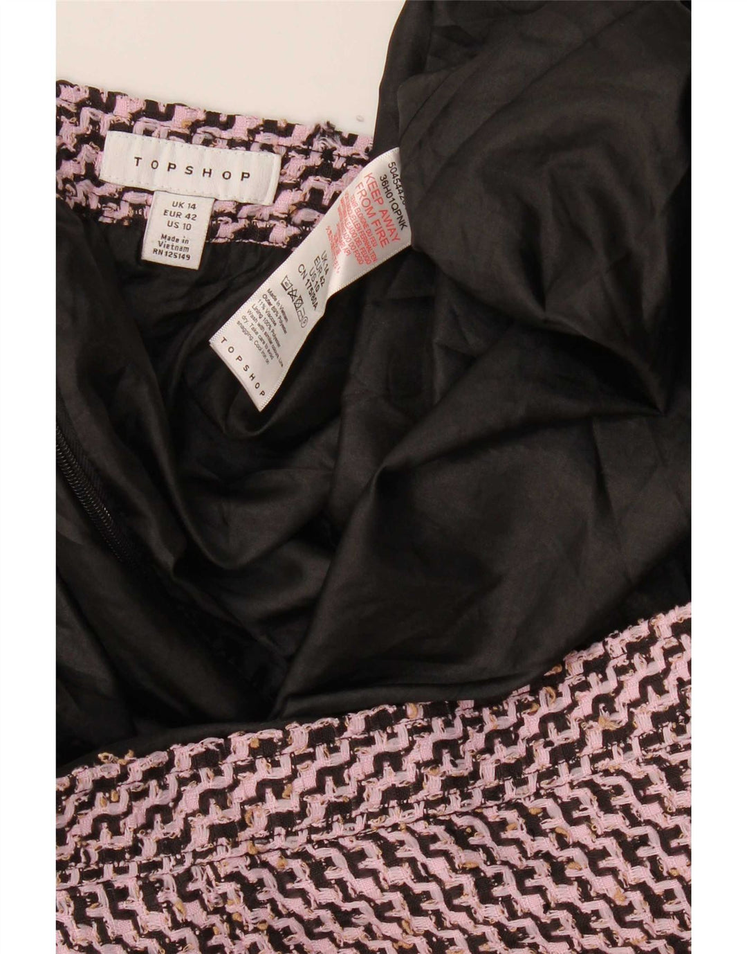 Topshop Γυναικεία Μίνι Φούστα UK 14 Μεγάλη W32 Ροζ Chevron Πολυεστέρας