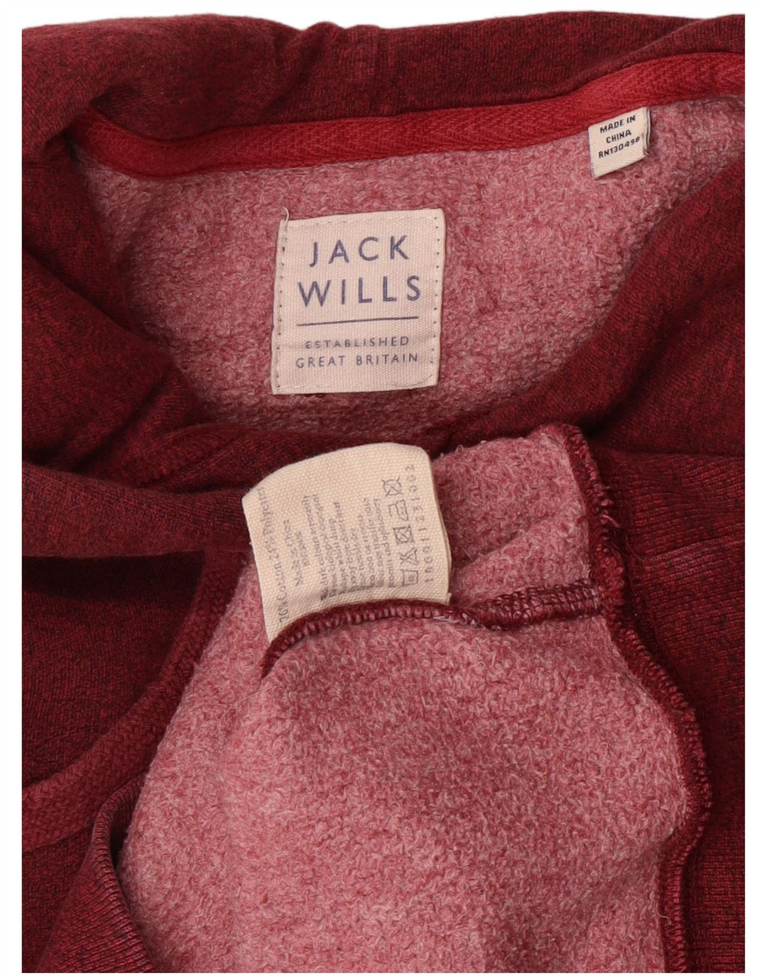 JACK WILLS Ανδρικό γραφικό μπλουζάκι με κουκούλα, μικρό βαμβακερό μπορντό