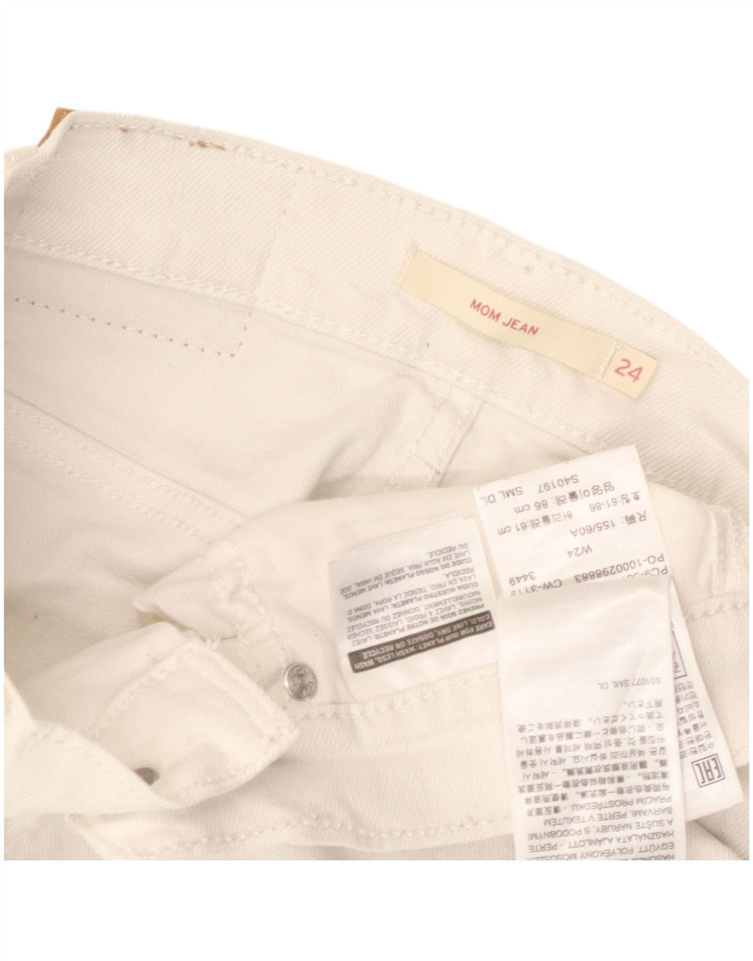 Levi's Womens Mom Cropped Jeans W24 L24 Off White Βαμβακερό