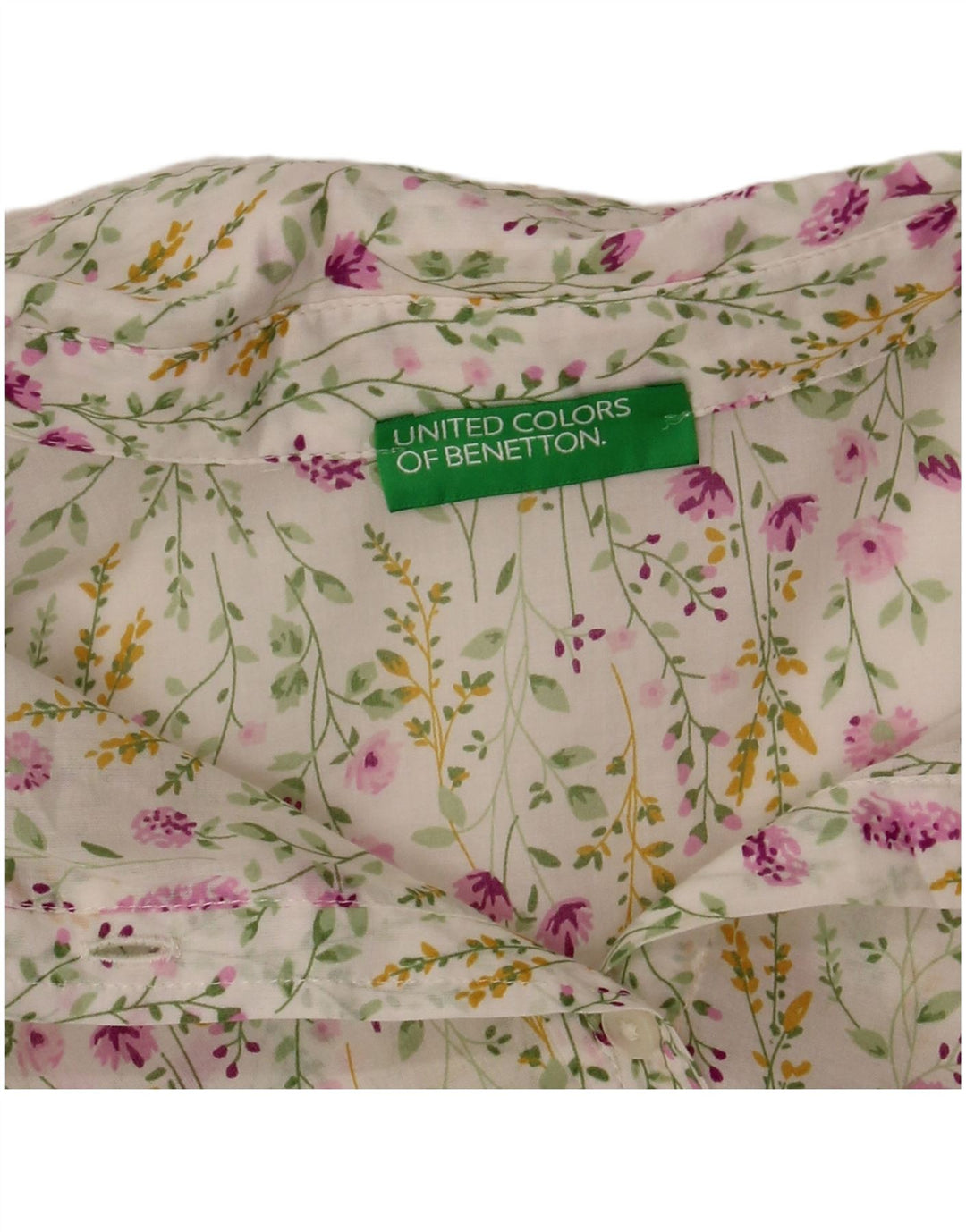 BENETTON Γυναικείο πουκάμισο UK 14 Medium White Floral