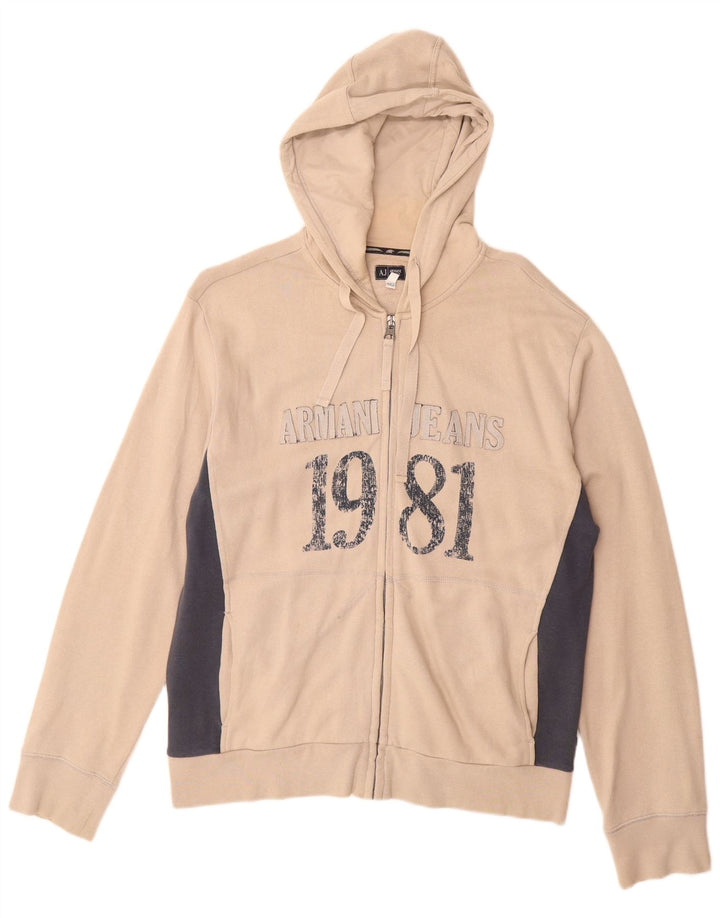 Ανδρικό πουλόβερ με κουκούλα με φερμουάρ ARMANI JEANS μεσαίο μπεζ χρώμα