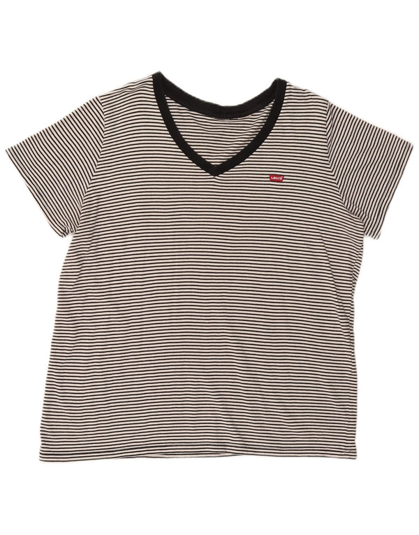 Γυναικείο T-Shirt Levi's Top UK 18 XL Μαύρο ριγέ βαμβακερό