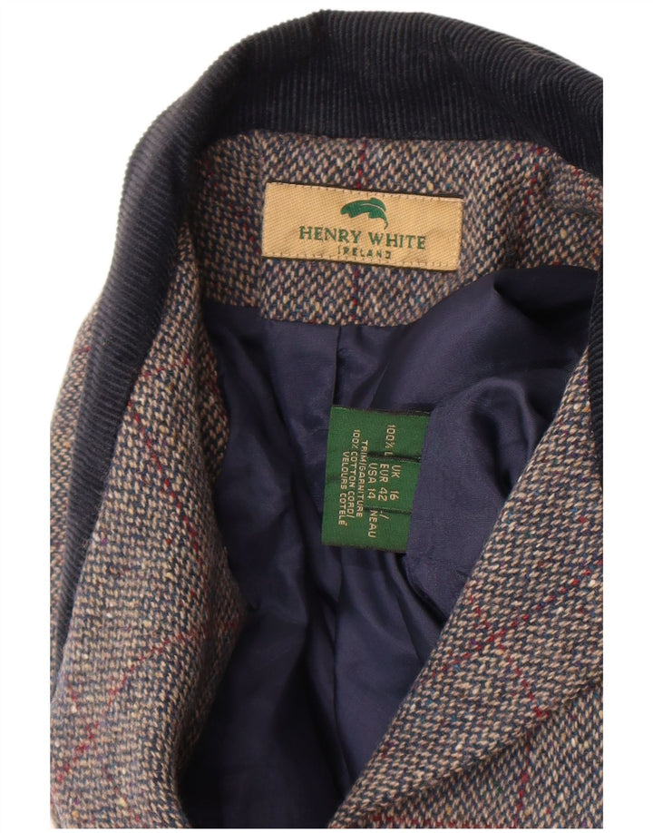 Henry White Γυναικείο Πανωφόρι UK 16 Large Grey Check Lambswool