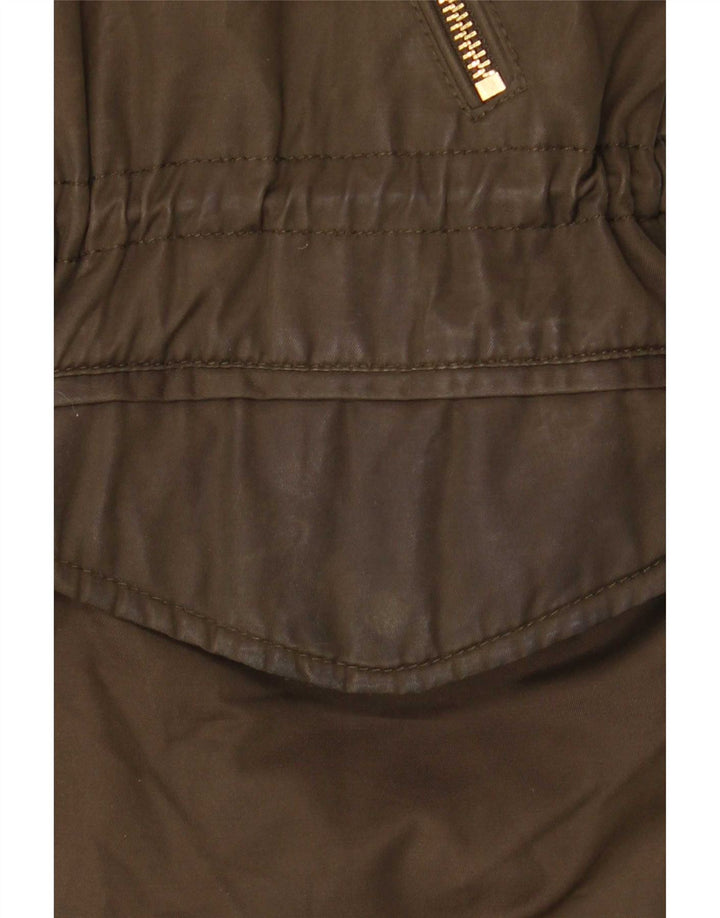 Zara Γυναικείο μπουφάν Sherpa Parka με κουκούλα UK 14 Medium Khaki