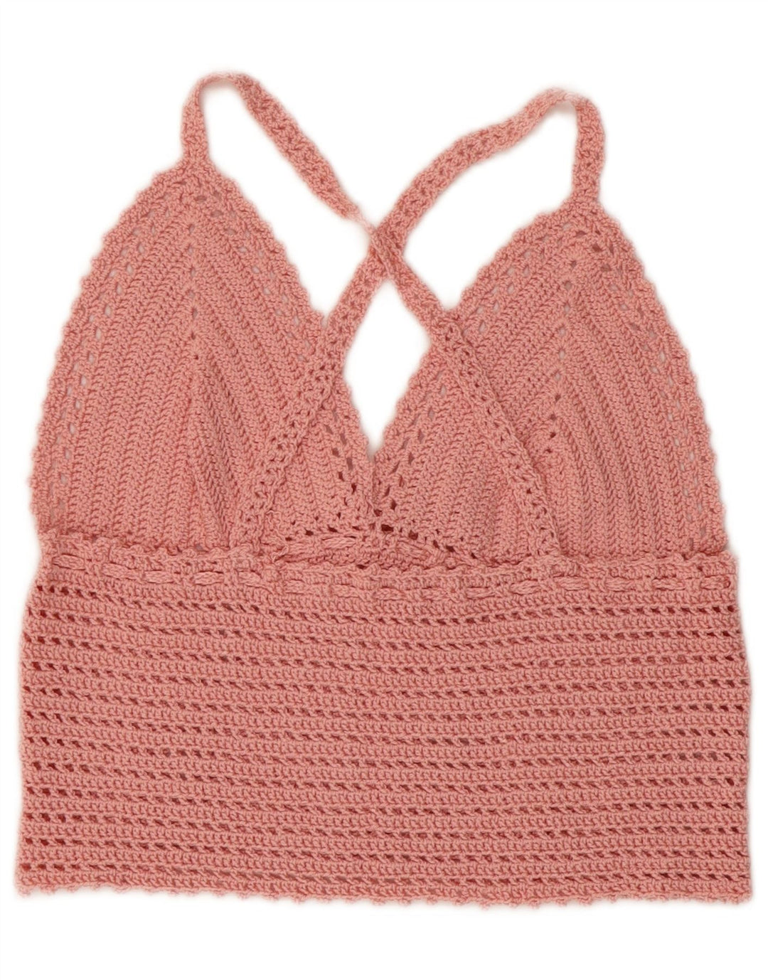 Vintage γυναικείο κροσέ κροσέ τοπ UK 4 XS Pink