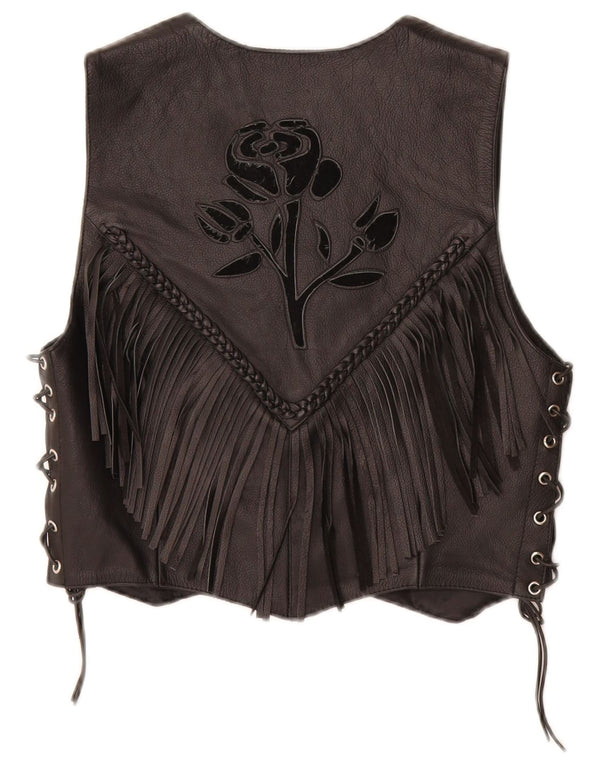 HELD Γυναικείο Γιλέκο Μοτοσικλέτας Crop UK 12 Medium Black Floral Leather