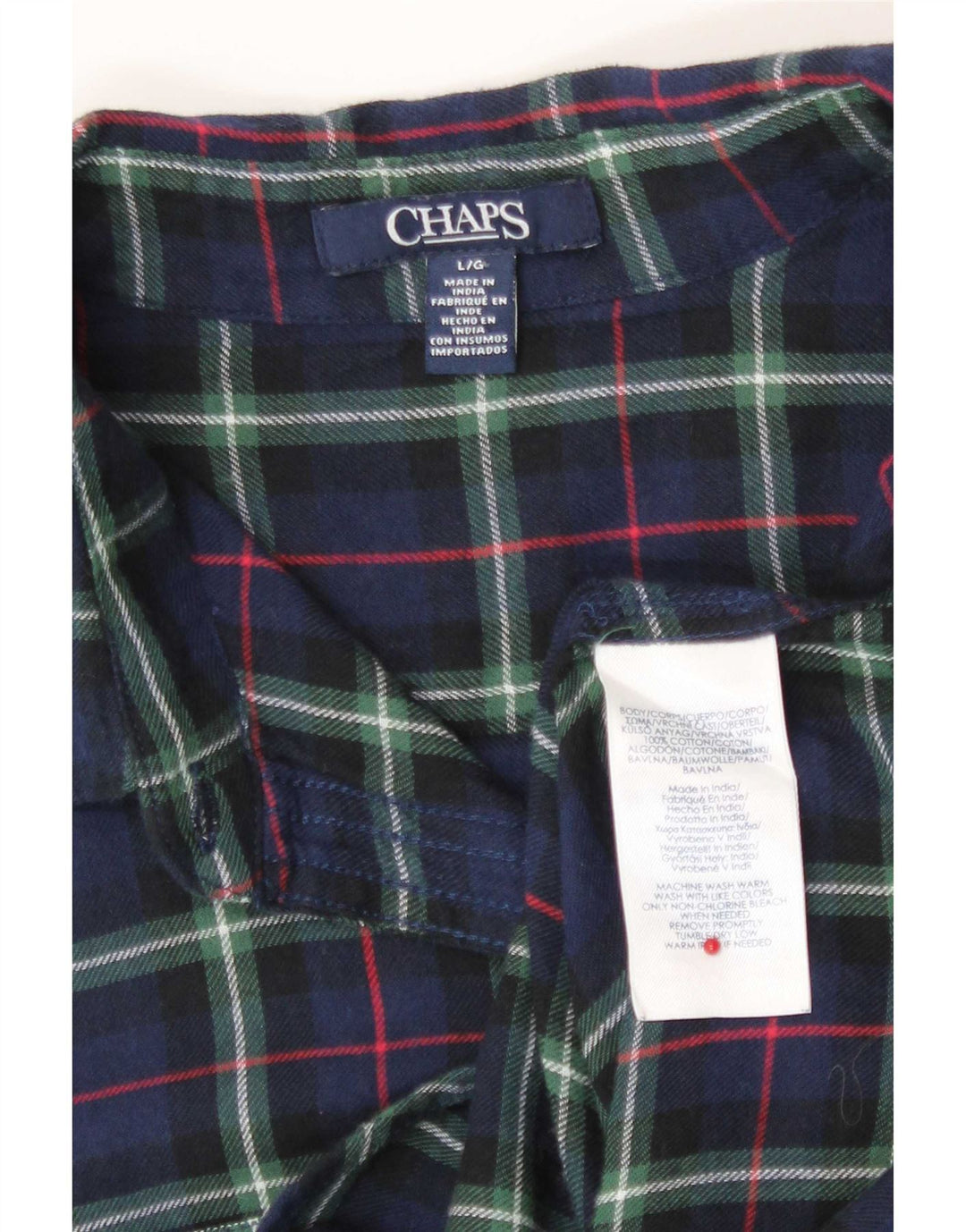 Chaps Γυναικείο φανελένιο πουκάμισο UK 16 Large Navy Blue Check Cotton