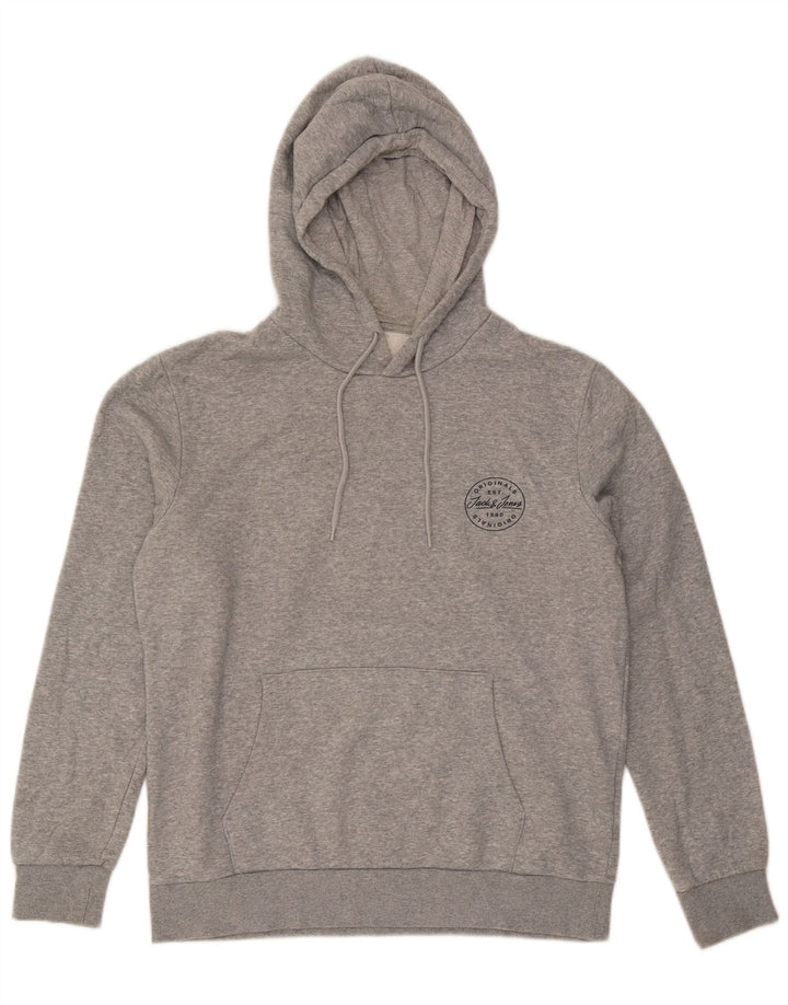 Jack & Jones Ανδρικό φούτερ με φούτερ, μεγάλο γκρι βαμβακερό