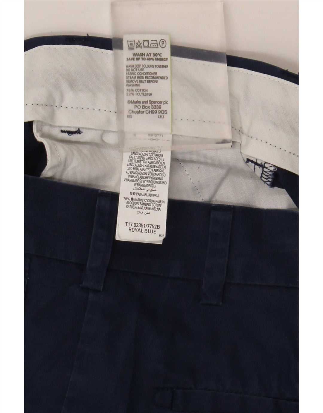 Ανδρικό σορτς Chino Marks & Spencer W34 μεγάλο μπλε βαμβακερό