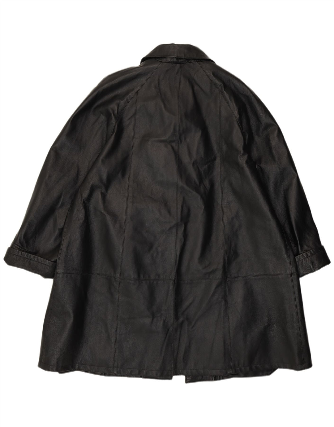 Vintage Γυναικείο Loose Fit Leather Coat UK 14 Medium Black Leather