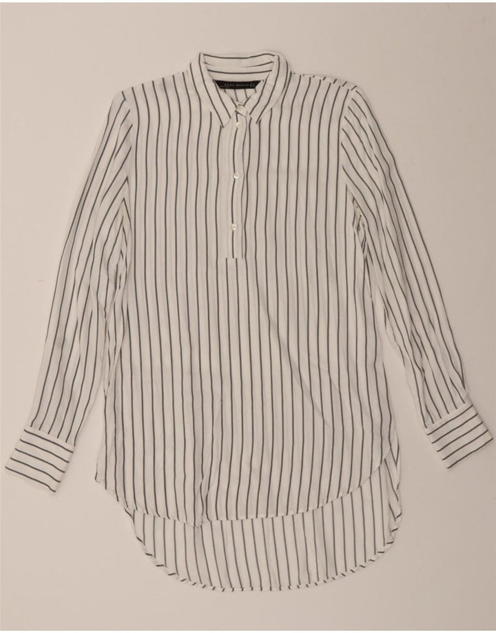 ZARA Womens Pullover Shirt Dress UK 14 Medium White Striped Vintage Zara and Second-Hand Zara from Messina Hembry 