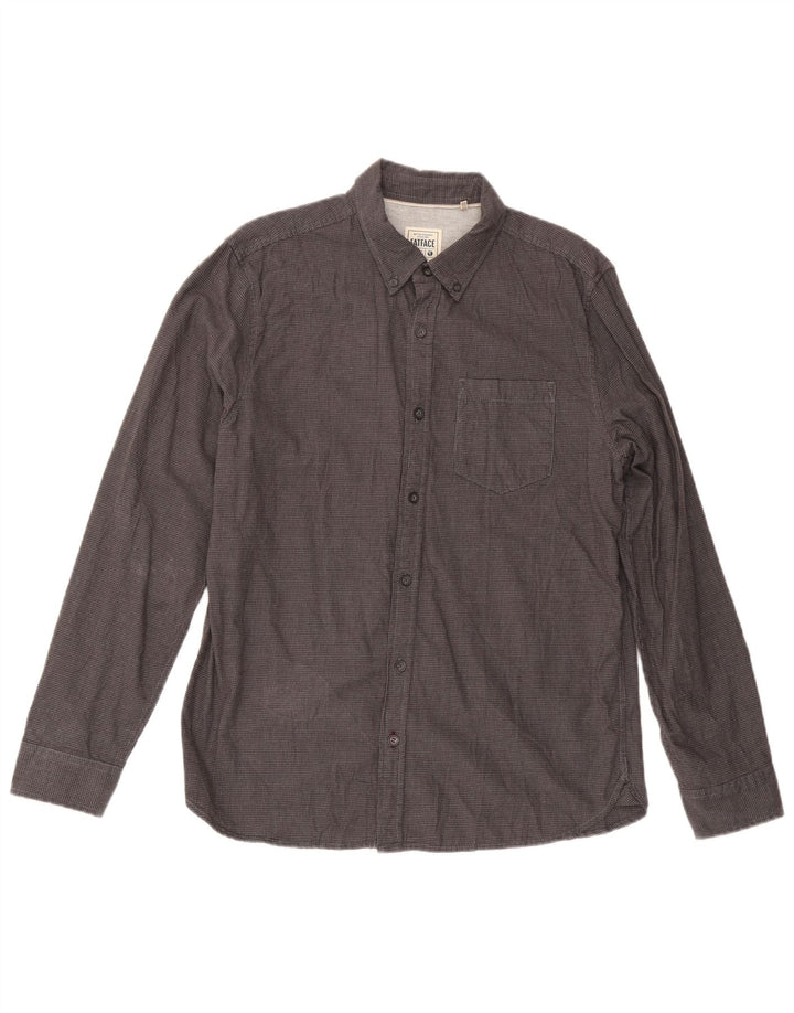 Ανδρικό πουκάμισο κανονικό με έντονο πρόσωπο, μεσαίο γκρι βαμβακερό Houndstooth