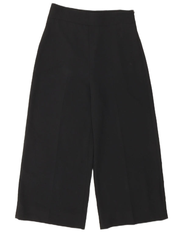 ZARA Womens Wide Leg Capri Trousers Small W28 L23 Black