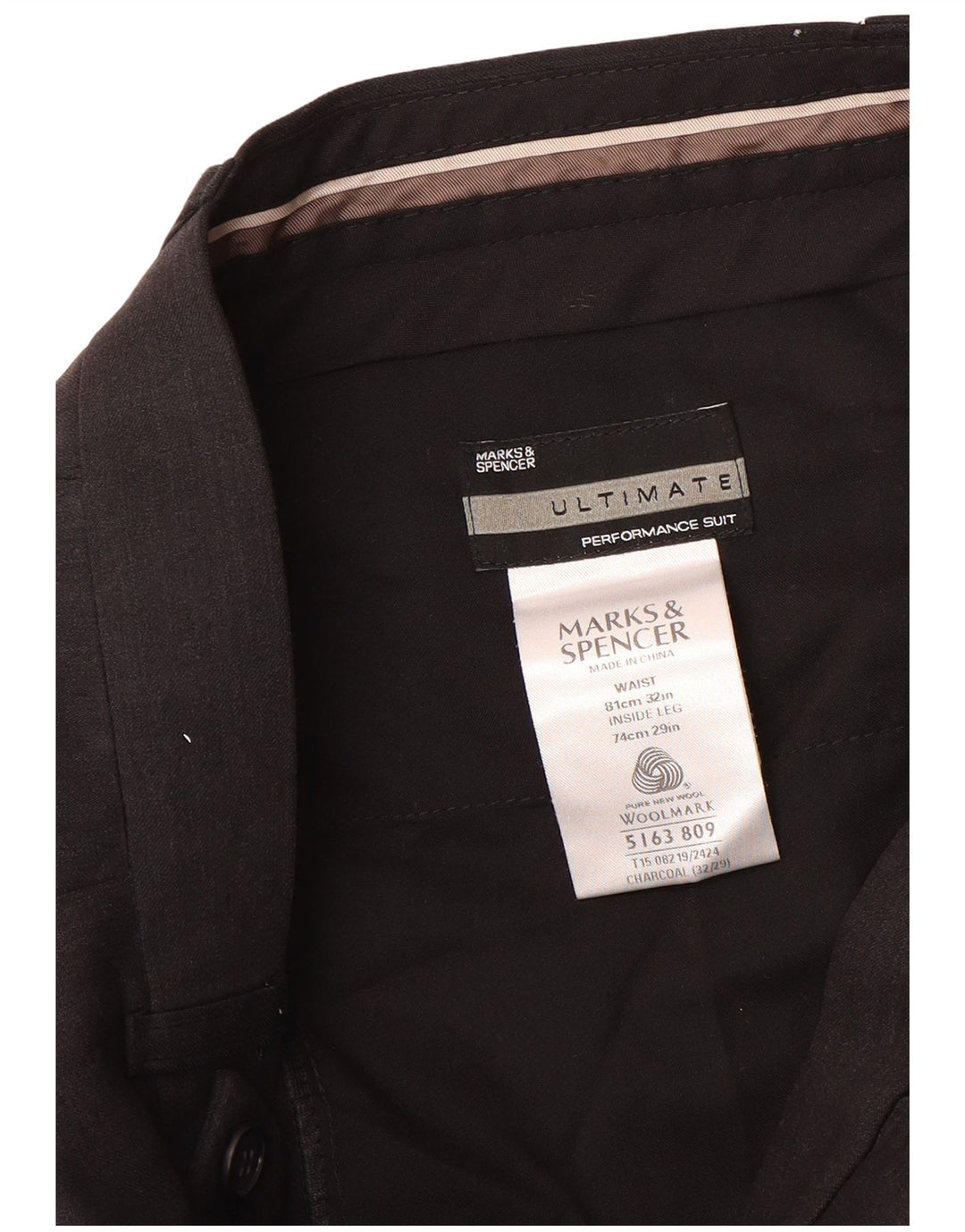 Marks & Spencer Ανδρικό παντελόνι με καρφίτσα W32 L29 Καφέ μαλλί