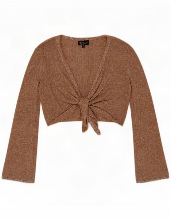 Topshop Womens Oversized Wrap Crop Top UK 12 Medium Brown Βαμβακερό
