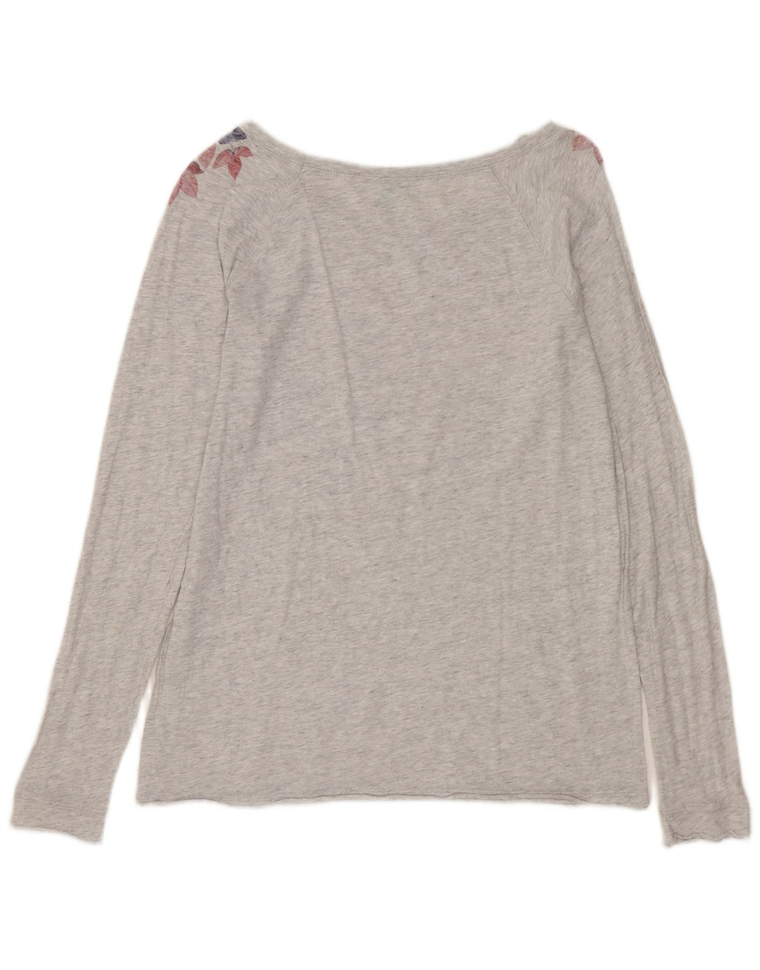 Benetton Γυναικείο τοπ μακρυμάνικο UK 12 μεσαίο γκρι λουλουδάτο βαμβάκι