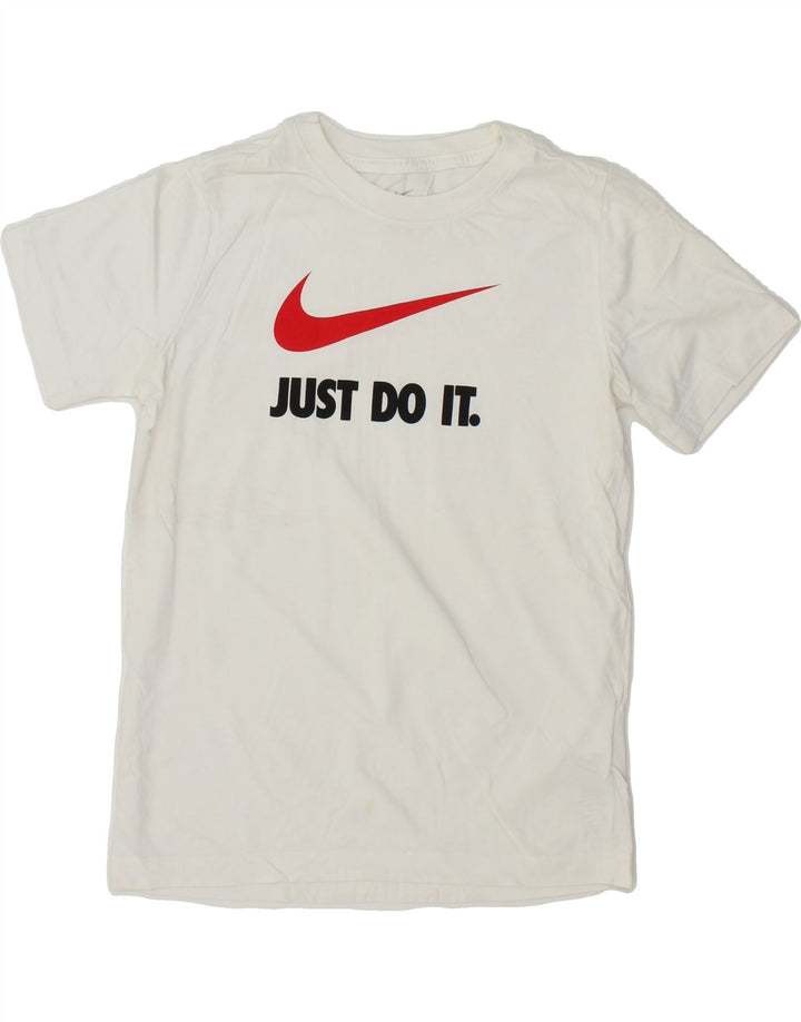NIKE Boys Graphic T-Shirt Top 10-11 Years Medium  White Cotton Vintage Nike and Second-Hand Nike from Messina Hembry 