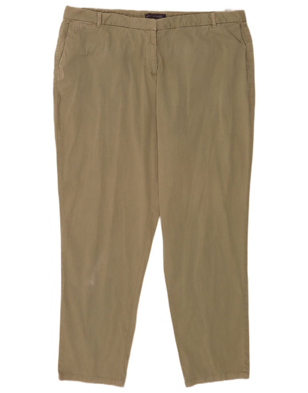 Marks & Spencer Womens Straight Chino Trousers UK 20 2XL W38 L29 Khaki