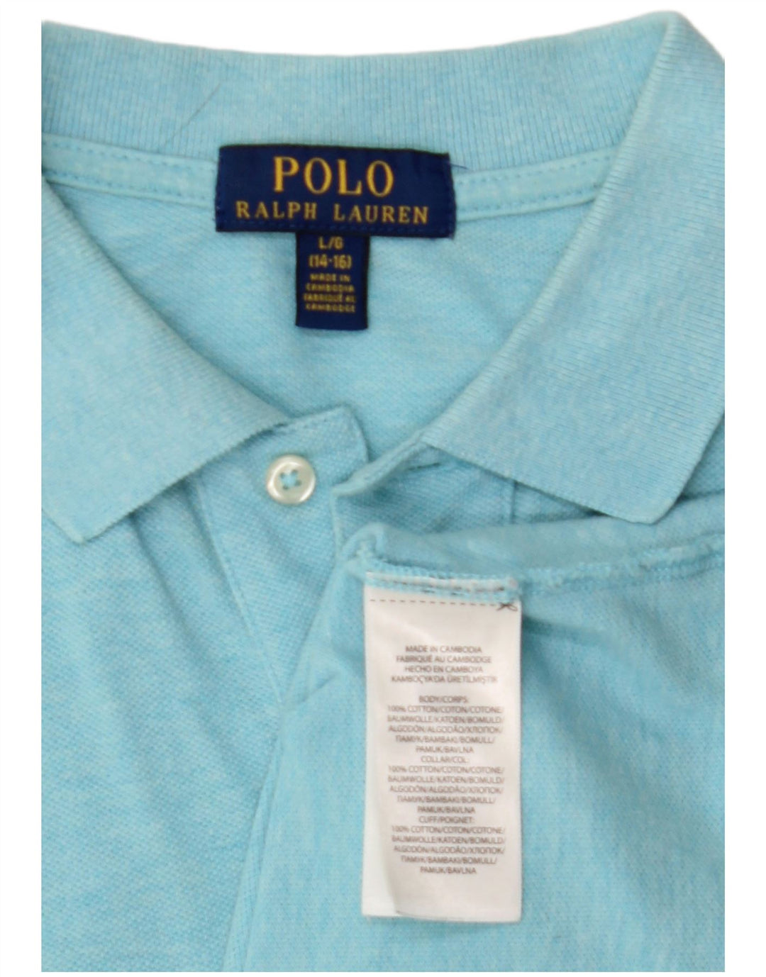POLO RALPH LAUREN Αγόρια πουκάμισο πόλο 14-15 ετών μεγάλο μπλε βαμβακερό