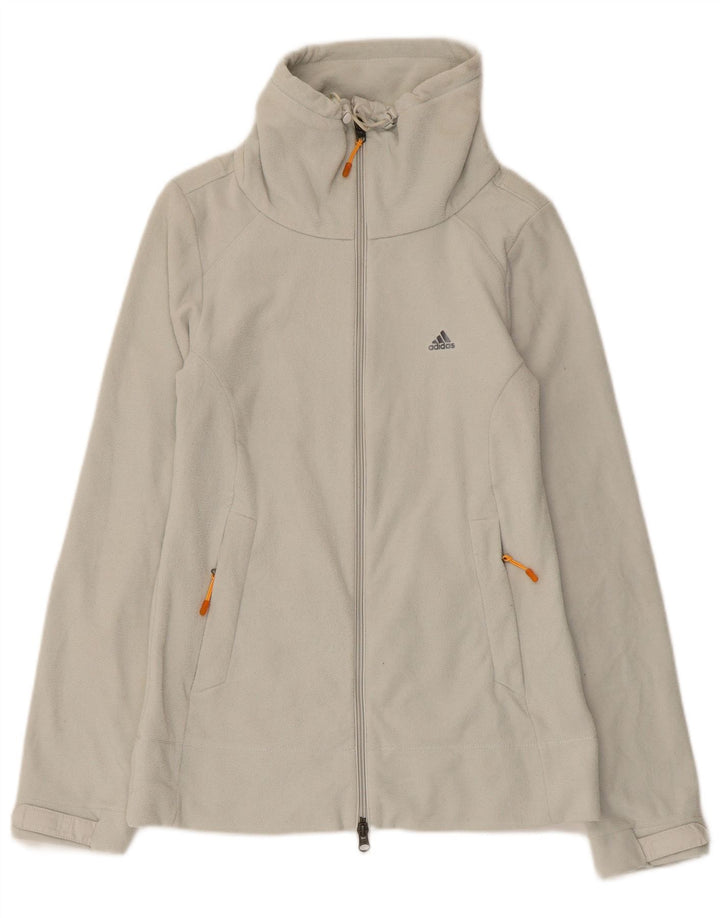 Adidas Γυναικείο Fleece Jacket UK 12 Medium Grey ριγέ πολυεστέρας