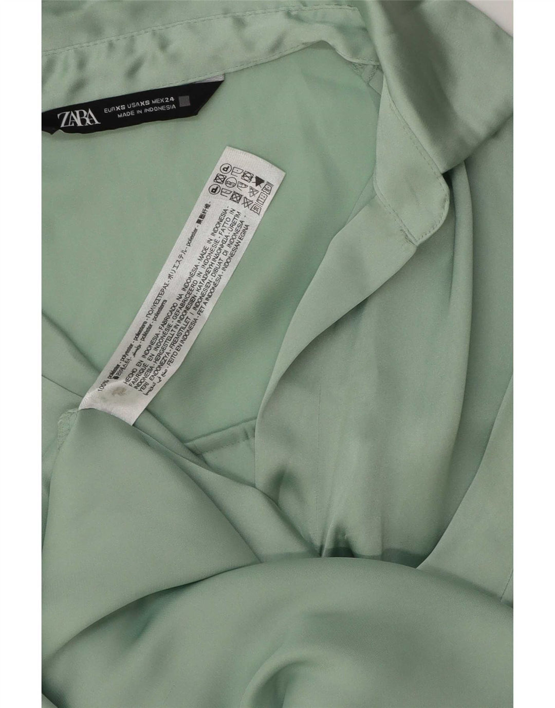 Zara Γυναικείο πουκάμισο Oversized Μπλούζα UK 6 XS Green Polyester