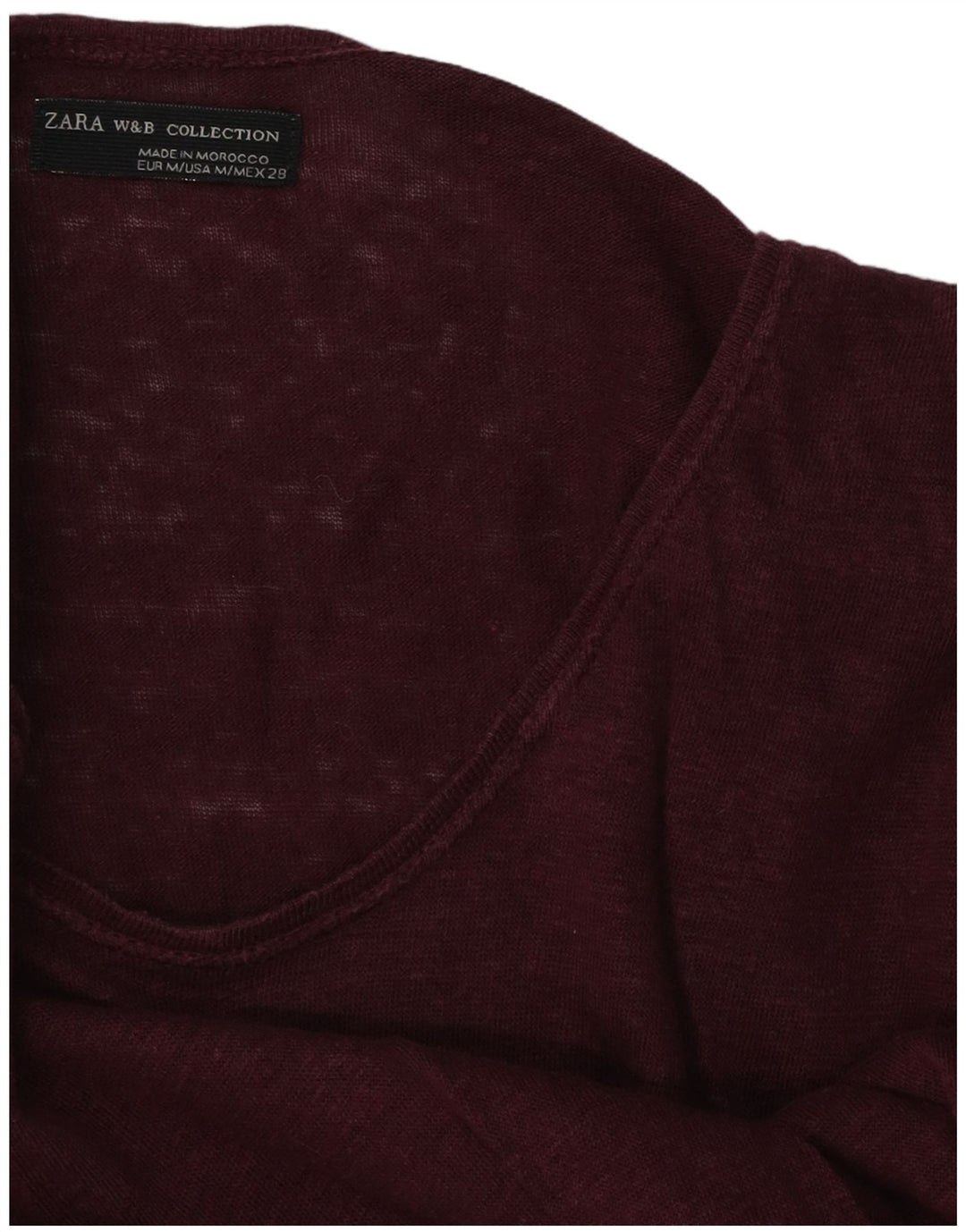 Zara Γυναικείο T-Shirt Top UK 14 Medium Burgundy