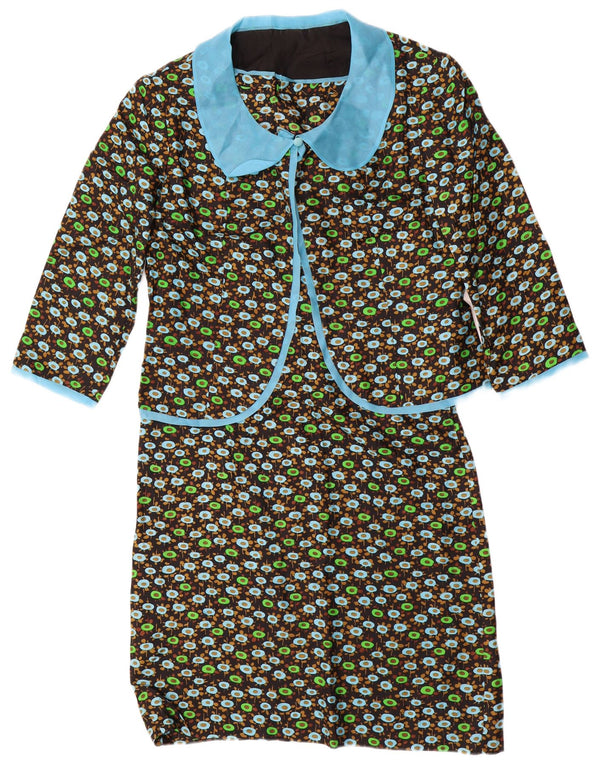 VINTAGE Γυναικείο μανίκι 2 τεμαχίων UK 14 μεσαίο μαύρο φλοράλ