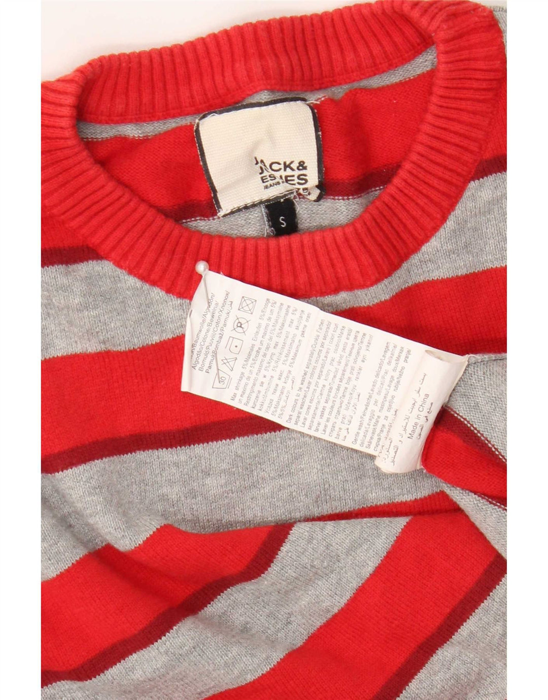 Jack & Jones Ανδρικό πουλόβερ με κανονική εφαρμογή Crew Neck Jumper Μικρό κόκκινο ριγέ