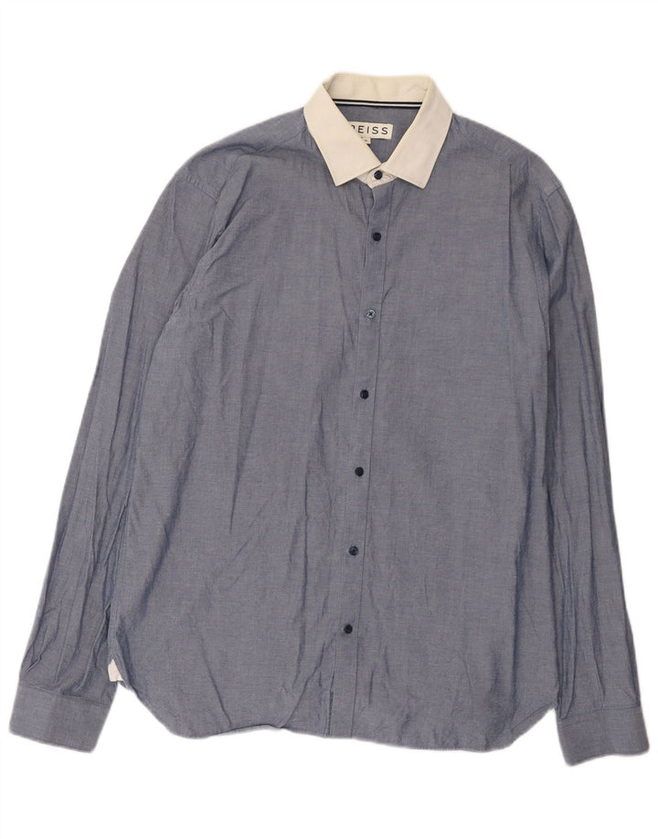 Ανδρικό πουκάμισο Reiss XL Blue Colourblock Βαμβακερό