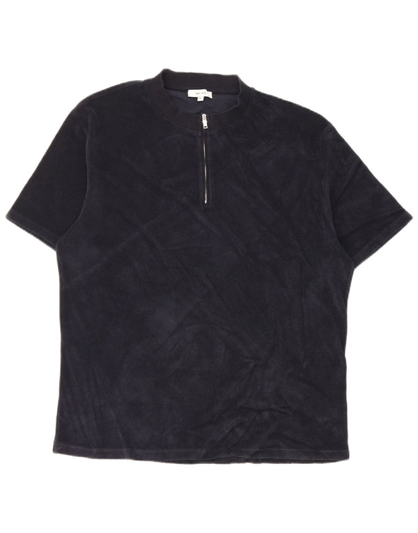 Ανδρικό T-Shirt με φερμουάρ Reiss Top XL Navy Blue Cotton