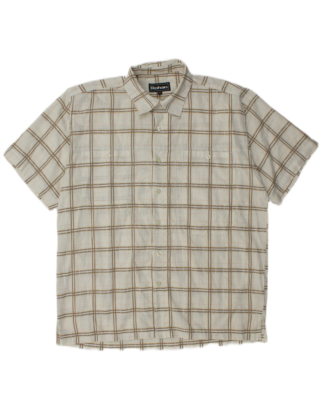 Ανδρικό κοντομάνικο πουκάμισο Rohan, μεγάλο σε λευκό, καρό πολυεστέρα