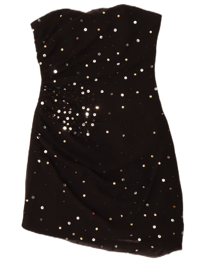 Lipsy Γυναικείο Στράπλες Φόρεμα UK 10 Small Black Flecked
