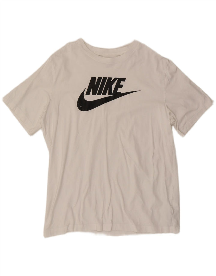 Ανδρικό γραφικό μπλουζάκι Nike, μεγάλο λευκό βαμβακερό