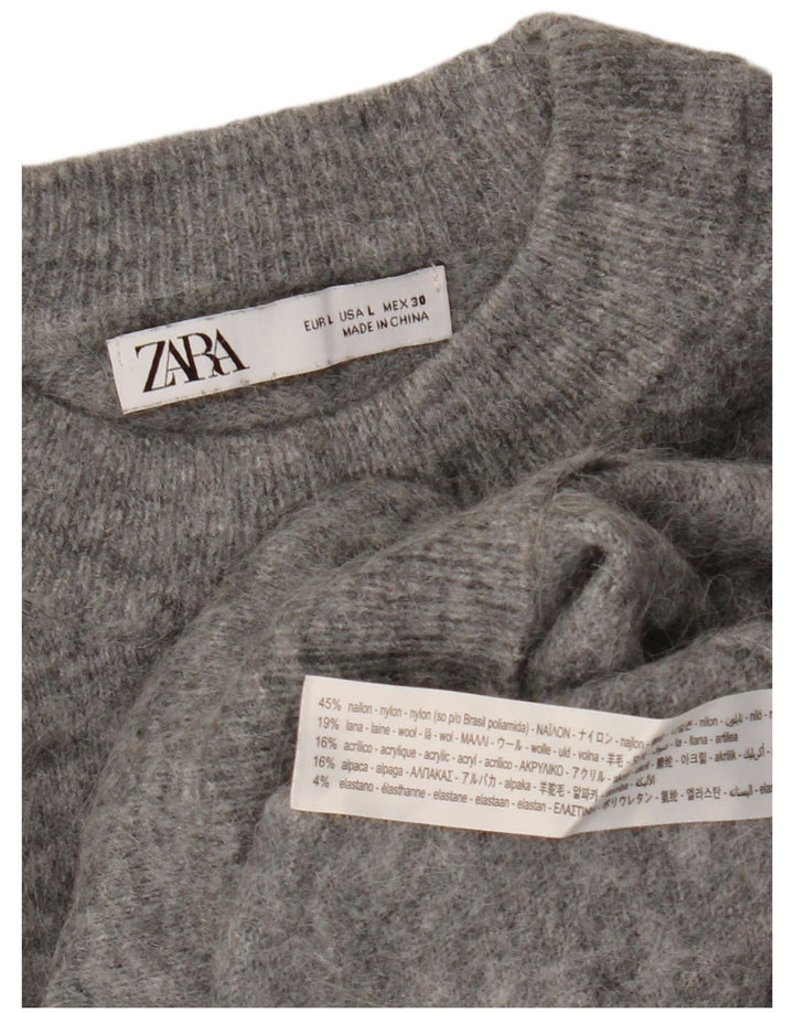 Γυναικείο πουλόβερ ZARA Crew Neck Jumper UK 16 Large Grey Nylon