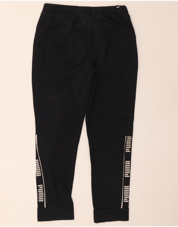 Puma Womens Graphic Tracksuit Trousers Joggers UK 10 Small Black Cotton