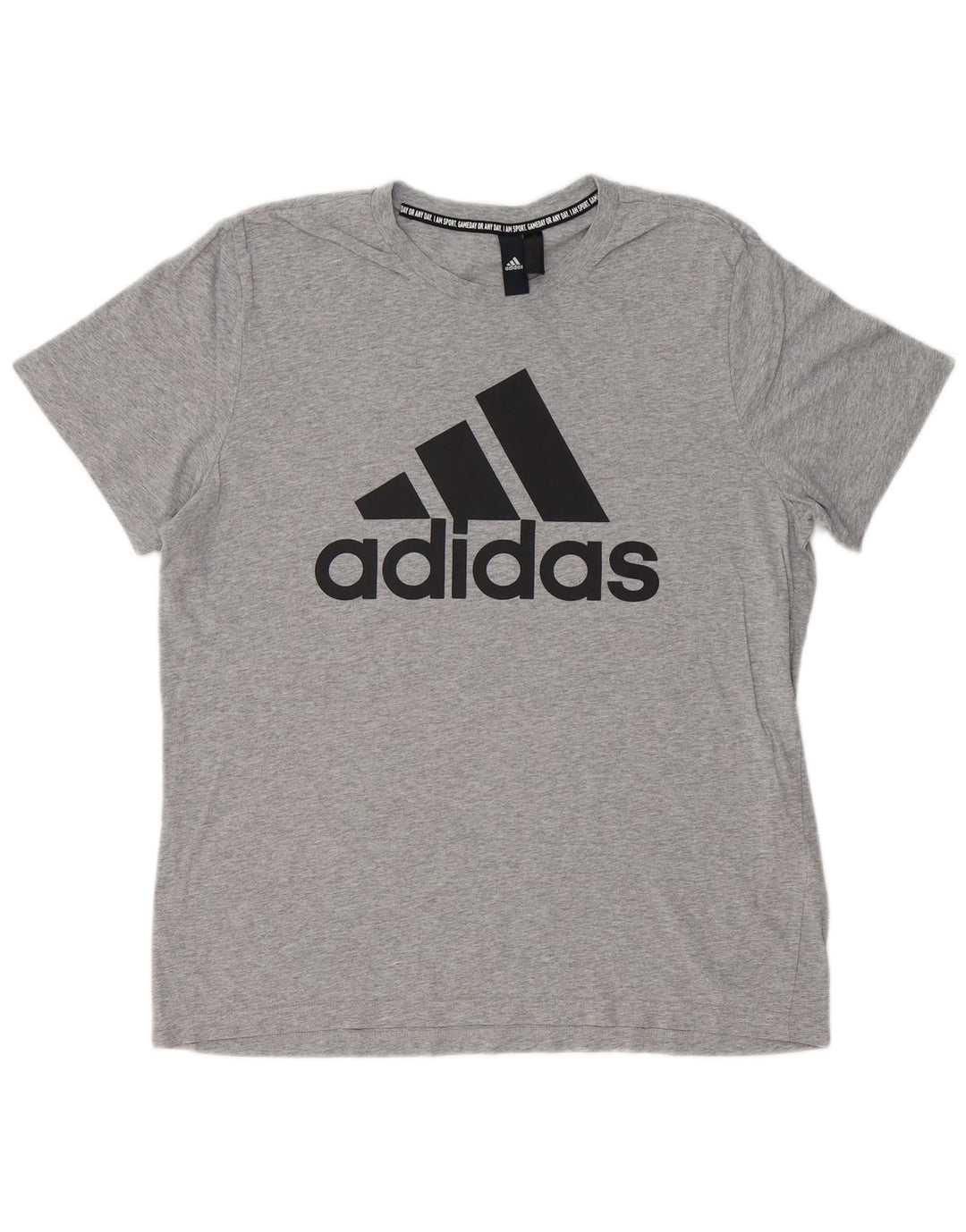Ανδρικό γραφικό μπλουζάκι ADIDAS Top μεγάλο γκρι βαμβακερό