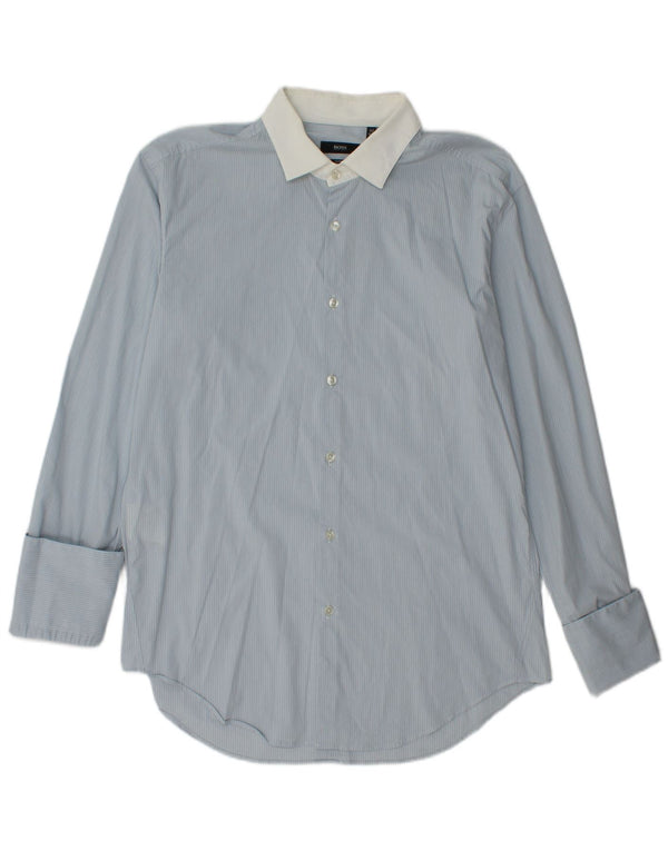 Ανδρικό επίσημο πουκάμισο Hugo Boss Slim Fit Μέγεθος 42 16 1/2 Large Blue Pinstripe
