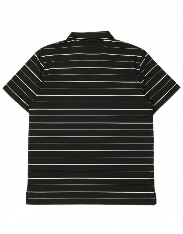 Under Armour Boys Heat Gear Polo Shirt 11-12 Years Large Black Striped