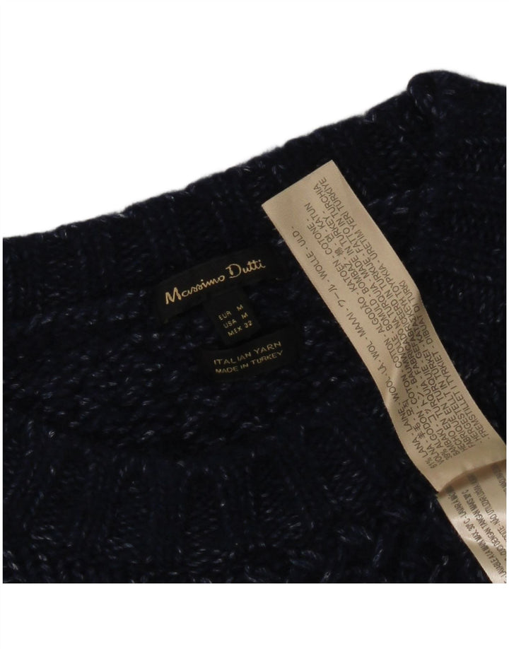 Massimo Dutti Γυναικείο πουλόβερ με λαιμόκαυστο UK 12 Medium Navy Blue