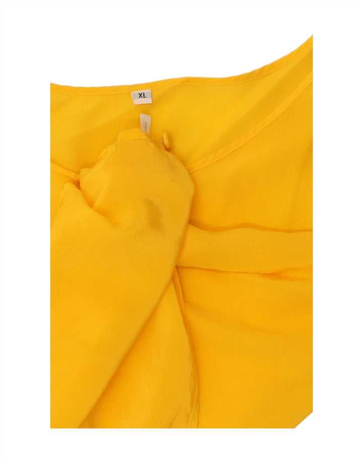 VINTAGE Γυναικεία Αμάνικη Μπλούζα Τοπ UK 18 XL Κίτρινο Μεταξωτό