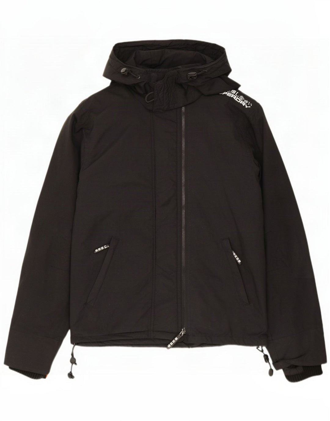 Superdry Ανδρικό μπουφάν βροχής με κουκούλα UK 38 Medium Black Nylon
