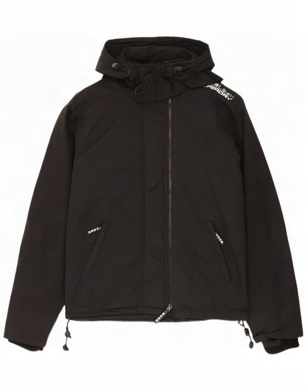 Superdry Ανδρικό μπουφάν βροχής με κουκούλα UK 38 Medium Black Nylon